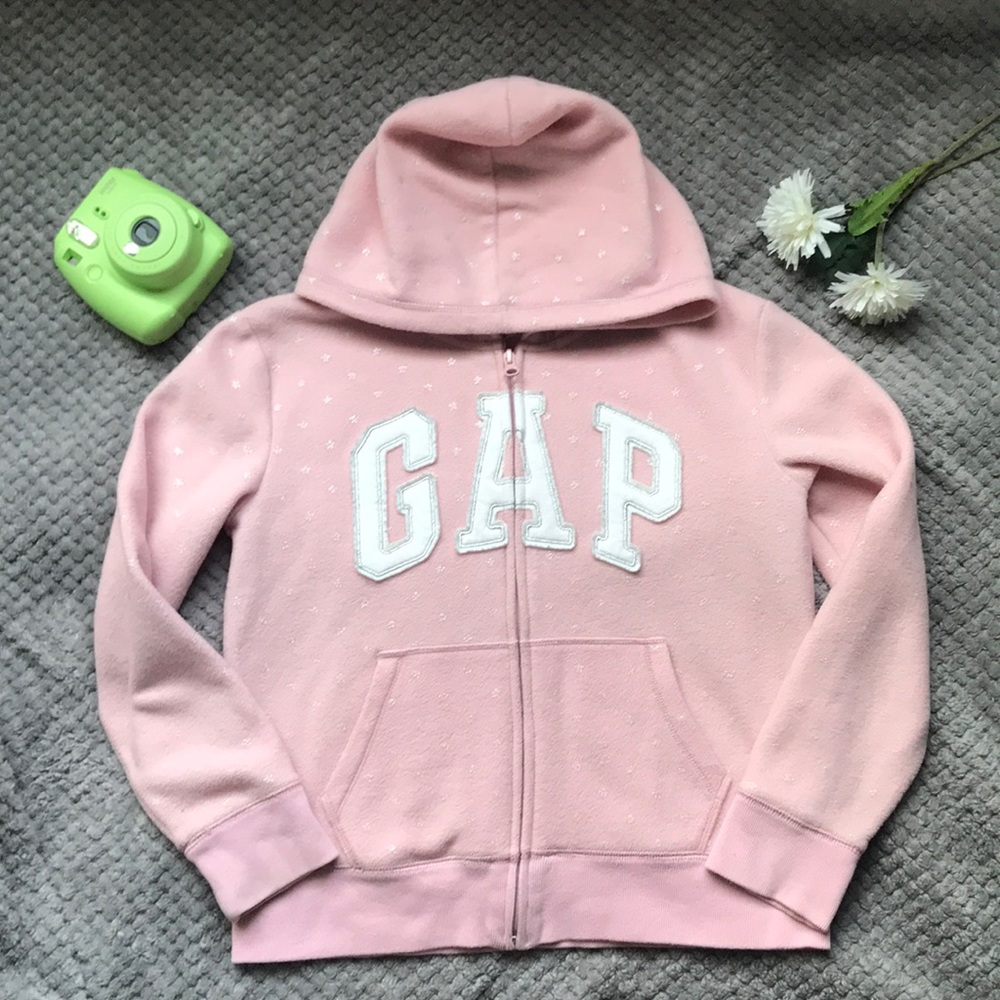 GAP kids fleece hooded zip up sweater